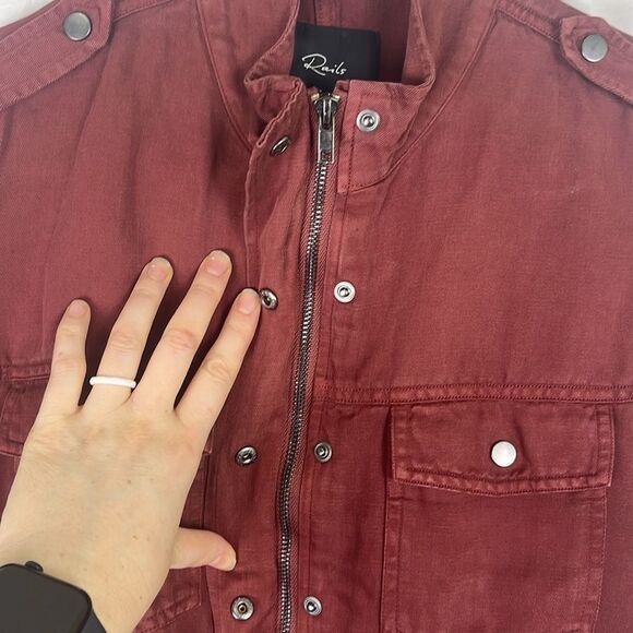 Rails Collins Military Burgundy Lightweight Zip Up Jacket - Picture 6 of 11
